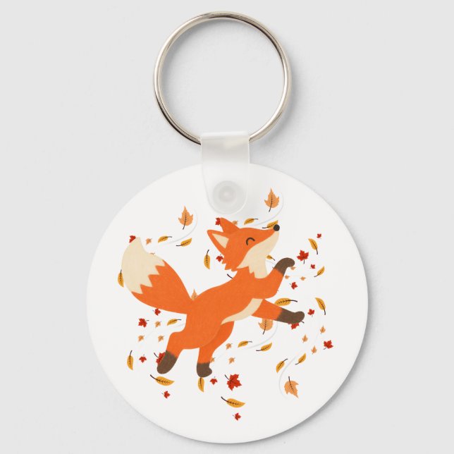 Söt Orange Origami Räv Akryl  Nyckelring (Framsida)