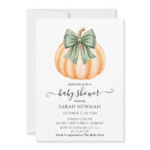 Söt orange pumpa & rutig slinga baby shower