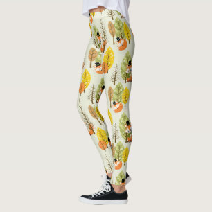 Söt Orange Räv Hösträd Skog Hipster Leggings