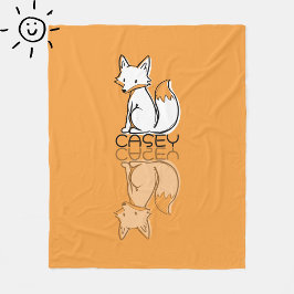 Söt orange räv reflektion doodle anpassat namn fleecefilt