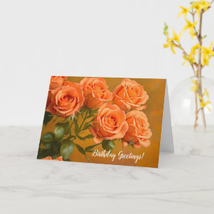 Söt Orange Ro Art Birthday Card Kort