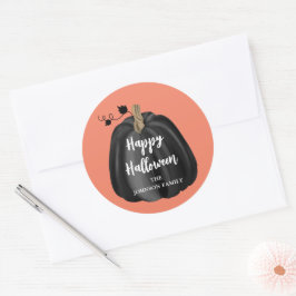Söt orange script pumpa Glad Halloween Runt Klistermärke
