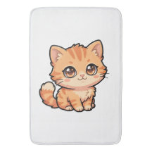 Söt orange tabby kattunge badrumsmatt