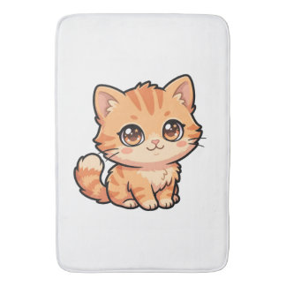 Söt orange tabby kattunge badrumsmatt badrumsmatta