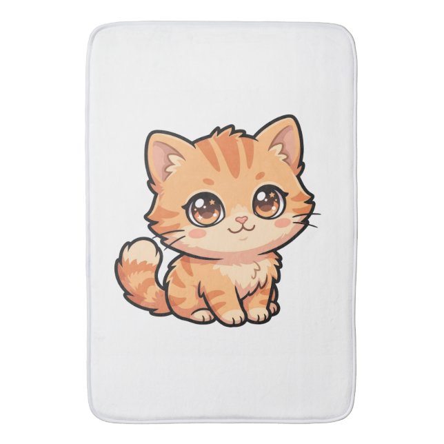 Söt orange tabby kattunge badrumsmatt badrumsmatta (Framsidan (Vertikal))