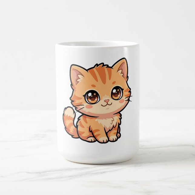 Söt Orange Tabby Kattunge Kaffe Mugg (Center)