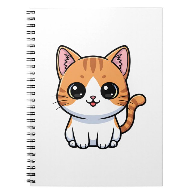 Söt orange tabby kattunge karaktär anteckningsbok (Framsidan)