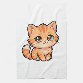 Söt orange tabby kattunge kökshandduk