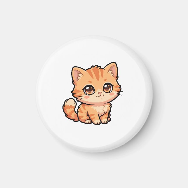 Söt orange tabby kattunge magnet (Framsidan)