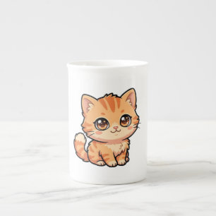 Söt orange tabby kattunge specialmugg benporslin mugg