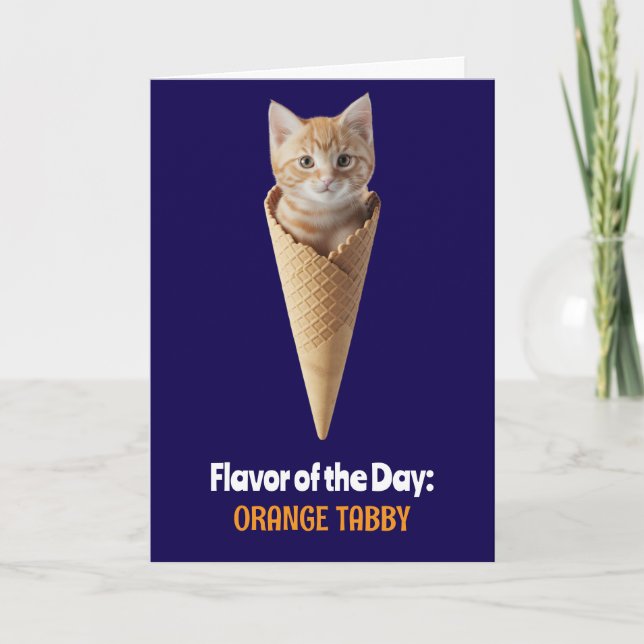 Söt orange tabby-kons hälsning kort (Framsida)