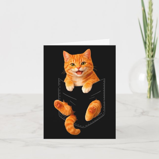 Söt orange tabbykatt rolig fickkatt pappa mamma kort (Framsida)