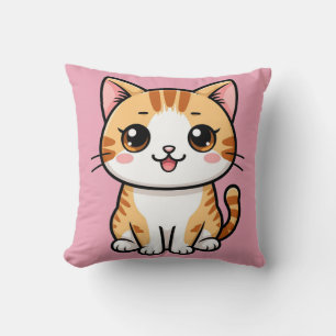 Söt orange tabbykatt seriefigur djurstil 🐱 kudde
