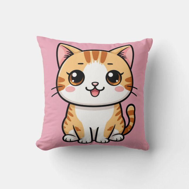 Söt orange tabbykatt seriefigur djurstil 🐱 kudde (Framsida)