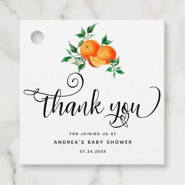 Söt | Orange Tack  Gåvor Etiketter (Framsida)