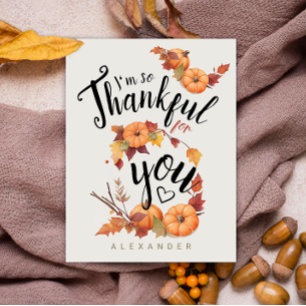 Söt orange tacksgiving-grateful vän pumpa vykort