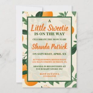 Söt Orange Tema Baby Shower Inbjudan