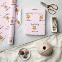 Söt orange uggla glad födelsedag på rosa