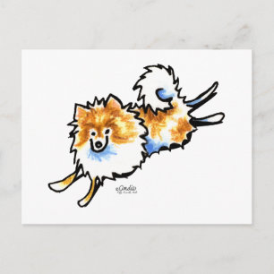 Söt orange vit Pomeranian Vykort