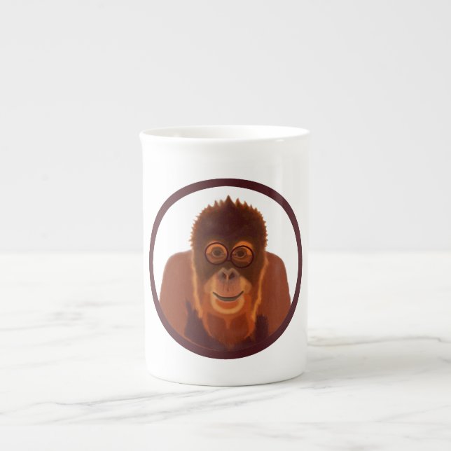 söt orangutan mugg benporslin mugg (Framsidan)