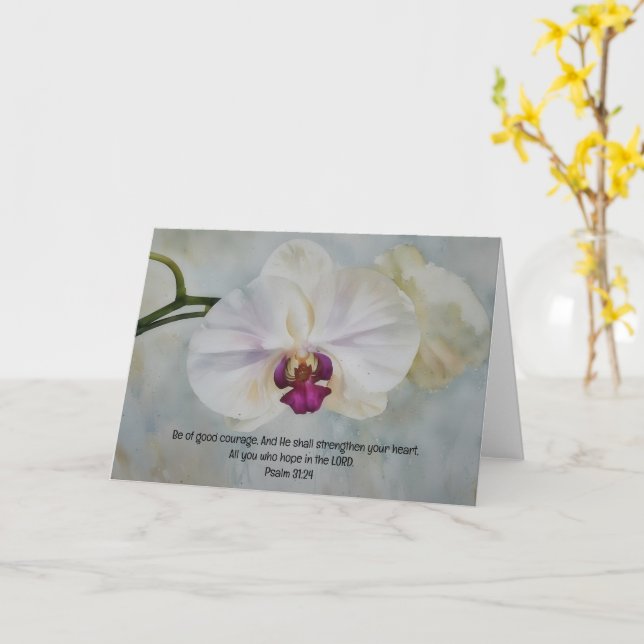 Söt Orchid Blombible Verse Art Note Card Kort (Gul blomma)