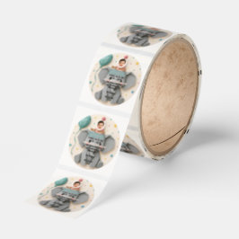 Söt origamijubileum för elefant runt klistermärke