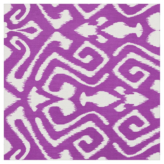 Söt orkidé lila ikat tribal mönster tyg (Närbild)