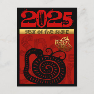 Söt Orm Kinesiskt år 2025 Zodiak Födelsedag VHPC Helg Vykort