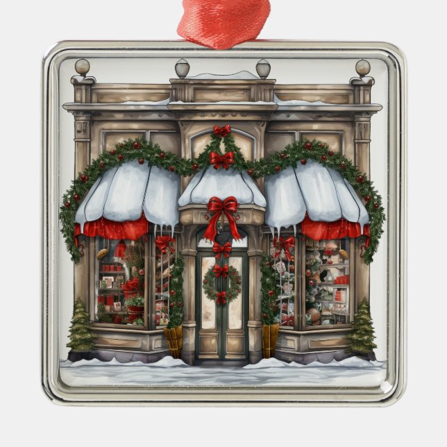 SÖT ORNATE HELGDAG CHRISTMAS STOREFRONT JULGRANSPRYDNAD METALL (Framsidan)