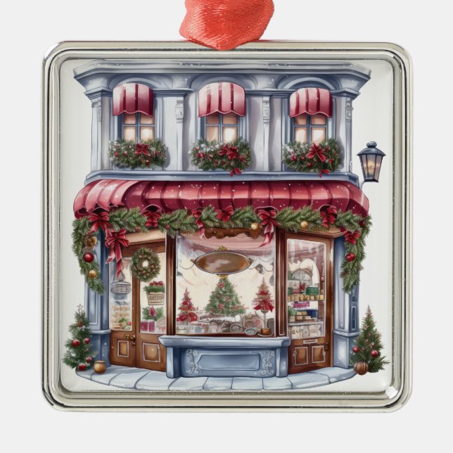 SÖT ORNATE HELGDAG CHRISTMAS STOREFRONT JULGRANSPRYDNAD METALL (Framsidan)