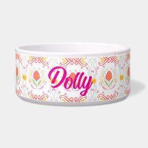 Söt Ornate Rosa Anpassade Pet Bowl