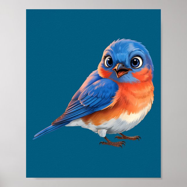 Söt östlig blåfågel för fågelälskare poster (Framsidan)