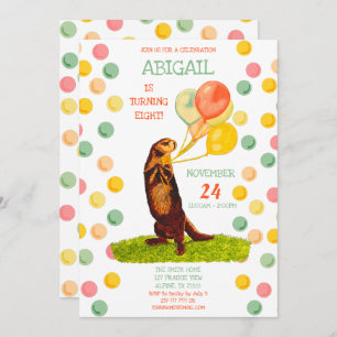 Söt Otter Colorful Ballothday Inbjudningar