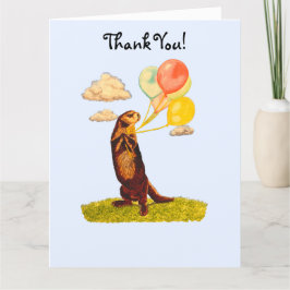 Söt Otter Holding Colorful Balloations Tack Kort