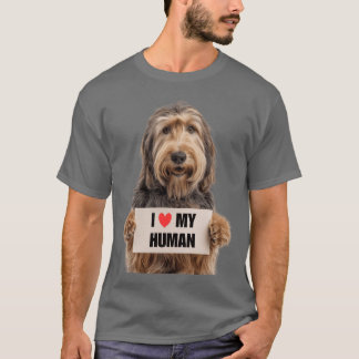 Söt Otterhound hund med skylt Jag älskar min männi T Shirt