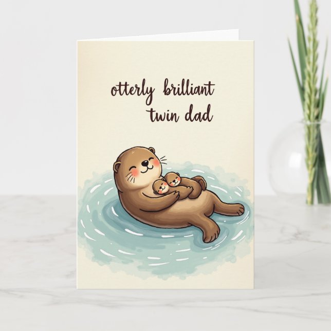 Söt Otterly Tvillingpappornas Dag-kort Kort (Framsida)