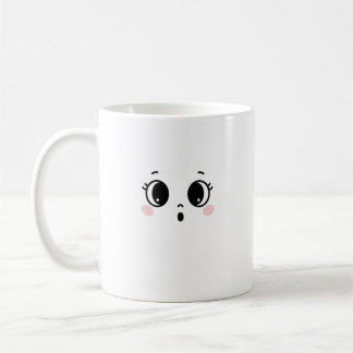 Söt överraskad anime-ansikte kaffemugg