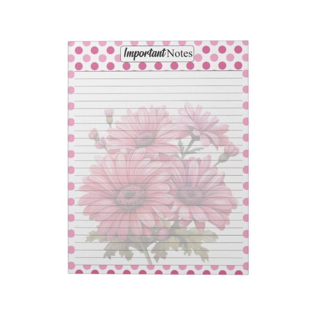 Söt på Rosa Blommigt_ Viktiga anteckningar Anteckningsblock (Roterad)