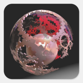 Söt på Rosa Cogs Fyrkantigt Klistermärke