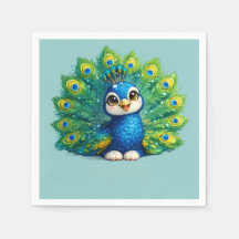 Söt påfågel med stora ögon Kawaii-fågeldesign