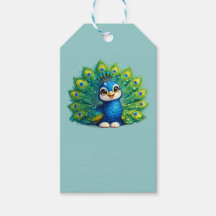Söt påfågel med stora ögon Kawaii-fågeldesign