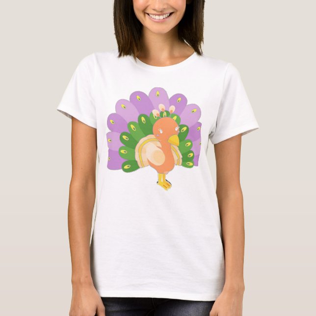 Söt påfågel t-shirt  (Framsida)