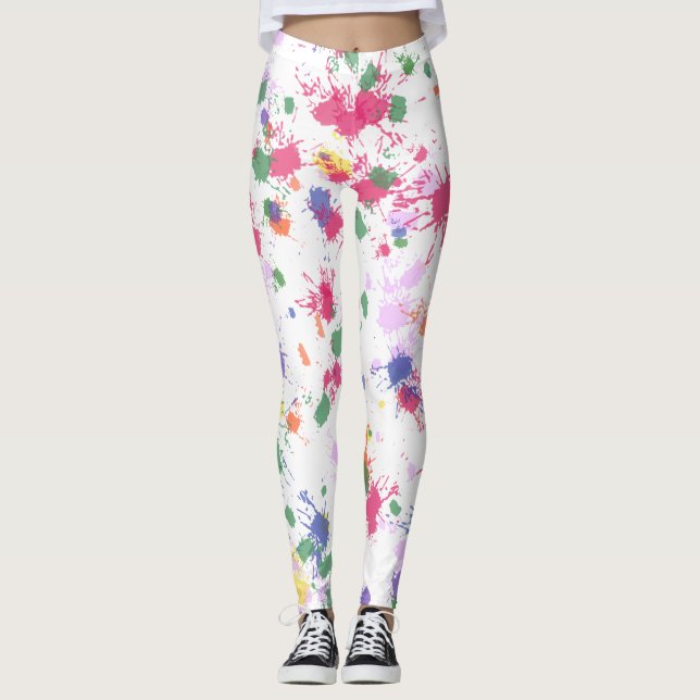 Söt Paint Splat Leggings (Framsida)
