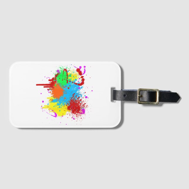 Söt Paint Splatter Painting Abstrakt Art Paint Bagagebricka (Framsida horisontal)