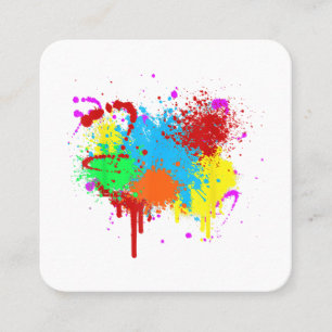 Söt Paint Splatter Painting Abstrakt Art Paint Fyrkantigt Visitkort