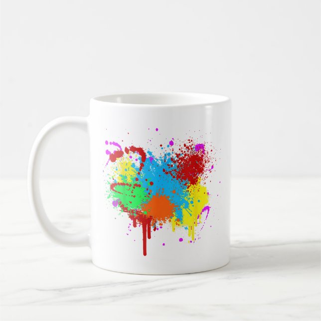 Söt Paint Splatter Painting Abstrakt Art Paint Kaffemugg (Vänster)
