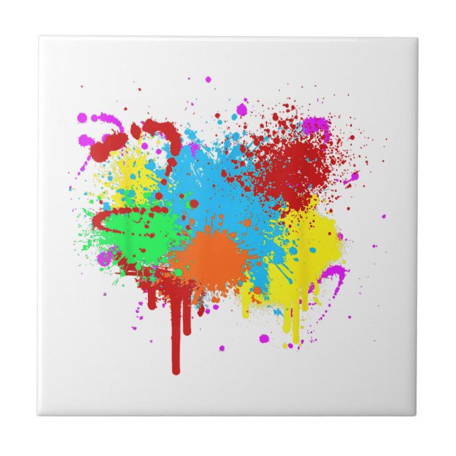 Söt Paint Splatter Painting Abstrakt Art Paint Kakelplatta (Framsidan)