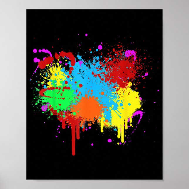 Söt Paint Splatter Painting Abstrakt Art Paint Poster (Framsidan)