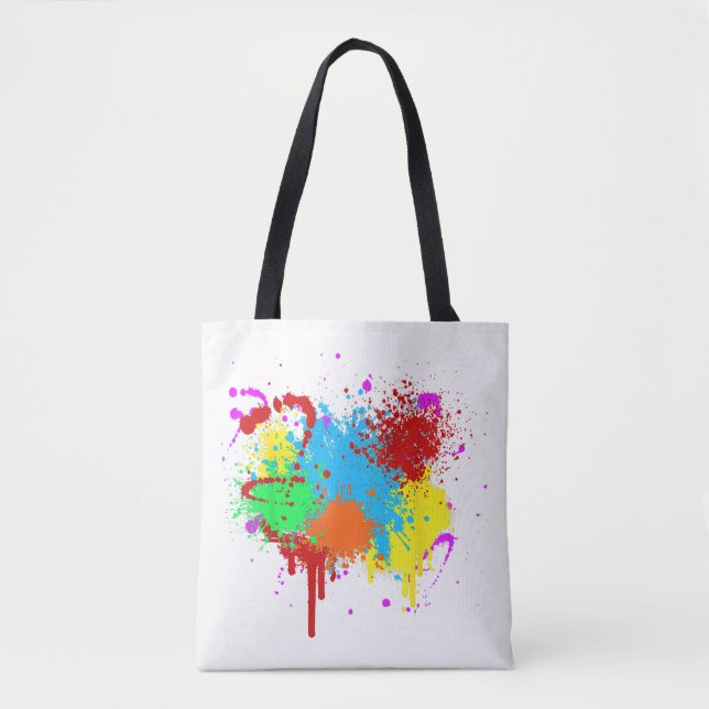 Söt Paint Splatter Painting Abstrakt Art Paint Tygkasse (Framsida)