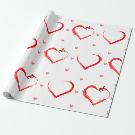 Söt Paintade Hjärter på vita Alla hjärtans dag Presentpapper